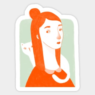 Lady with a Cat Sticker